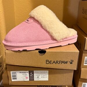 BearPaw Pink Slippers with Cream Lining